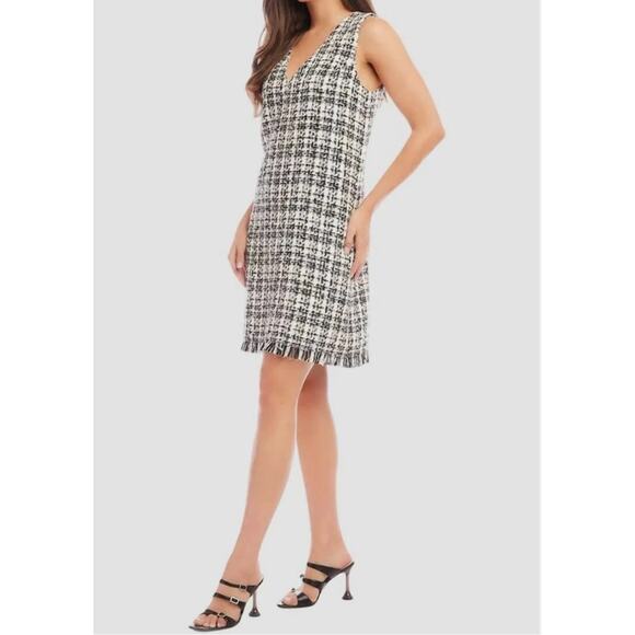 KAREN KANE NWT Black and White Tropic Sun Tweed Shift Dress // S - Picture 1 of 13